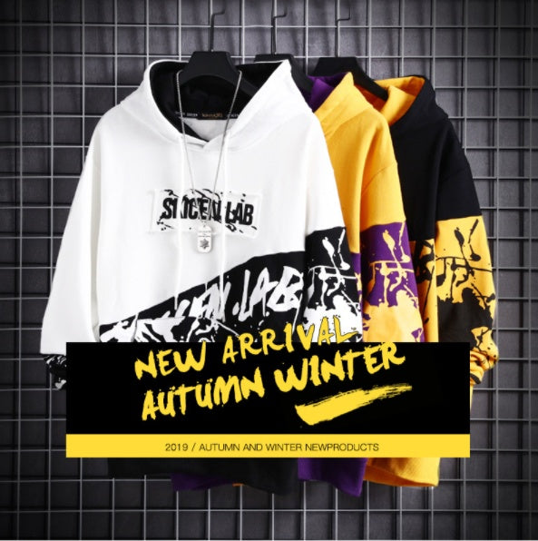 Hip hop print hooded sweatshirt