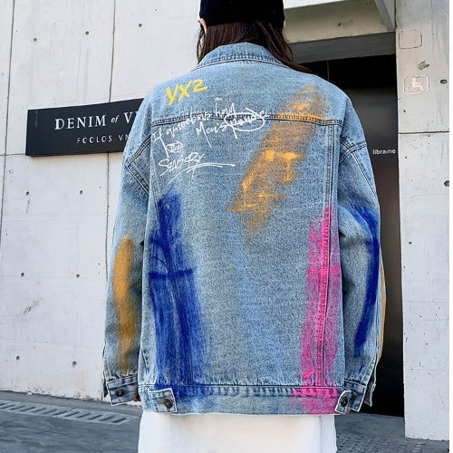 Graffiti hip-hop denim jacket