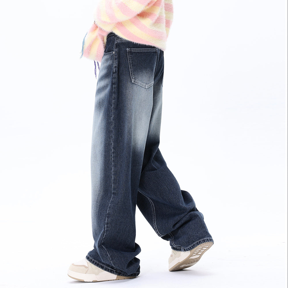Hip Hop Rock Monkey Wash Wide Leg Jeans Men