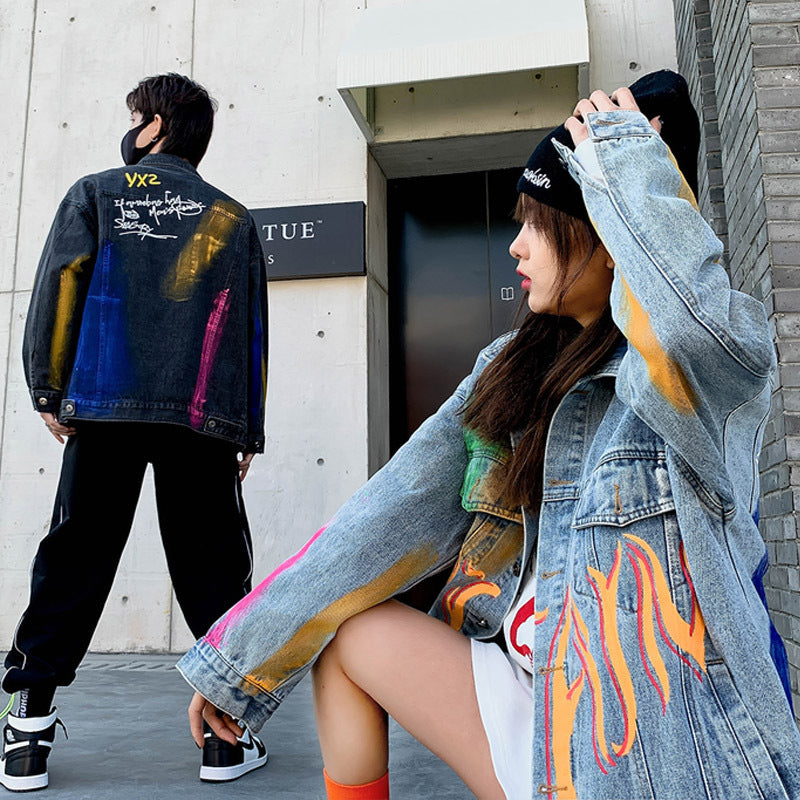 Graffiti hip-hop denim jacket