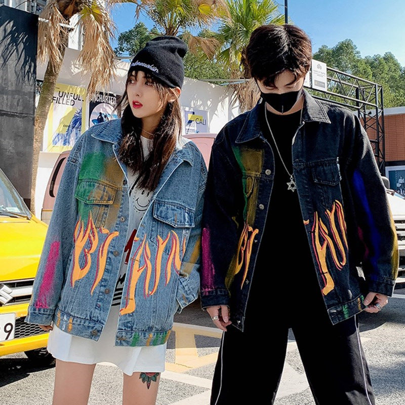 Graffiti hip-hop denim jacket