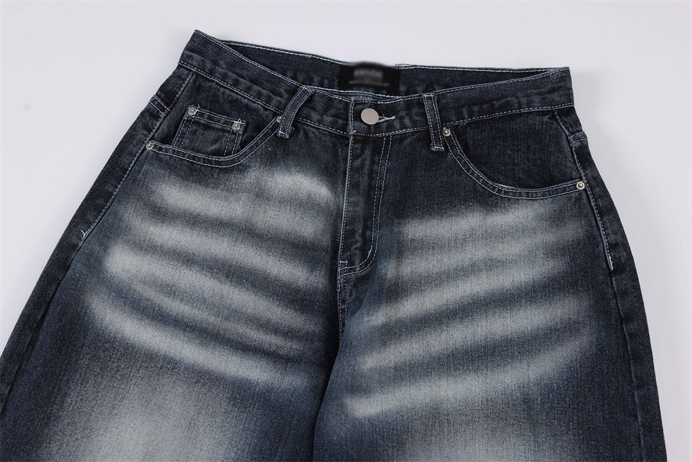 Hip Hop Rock Monkey Wash Wide Leg Jeans Men