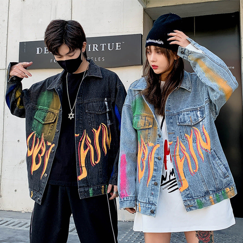 Graffiti hip-hop denim jacket