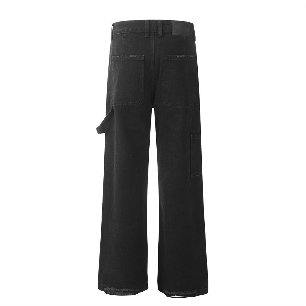 Hole Patch Decorative Rivets Jeans For Men