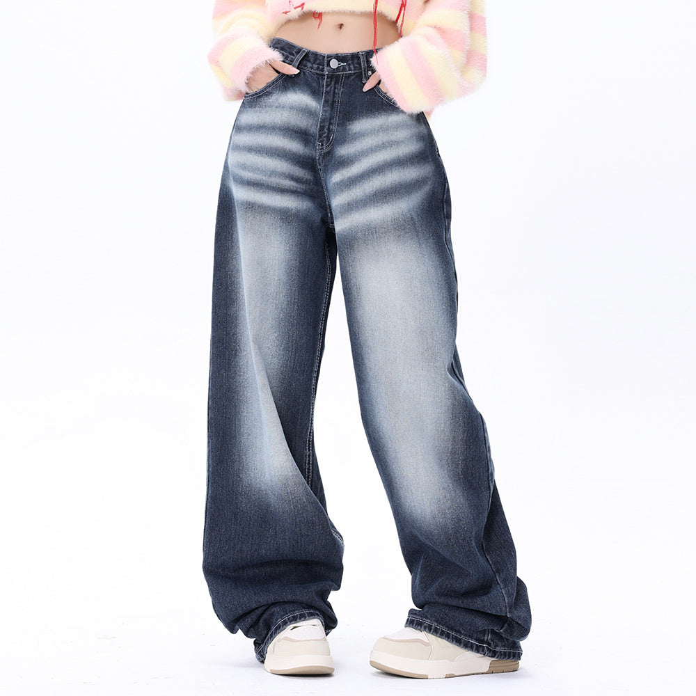 Hip Hop Rock Monkey Wash Wide Leg Jeans Men