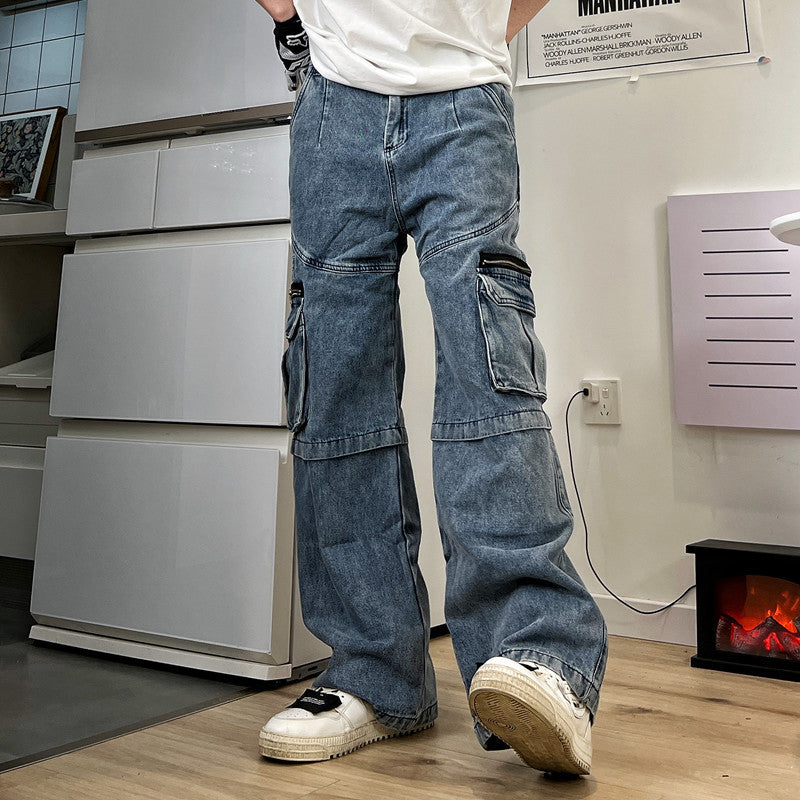 Hip Hop Fringe Washed Jeans For Men