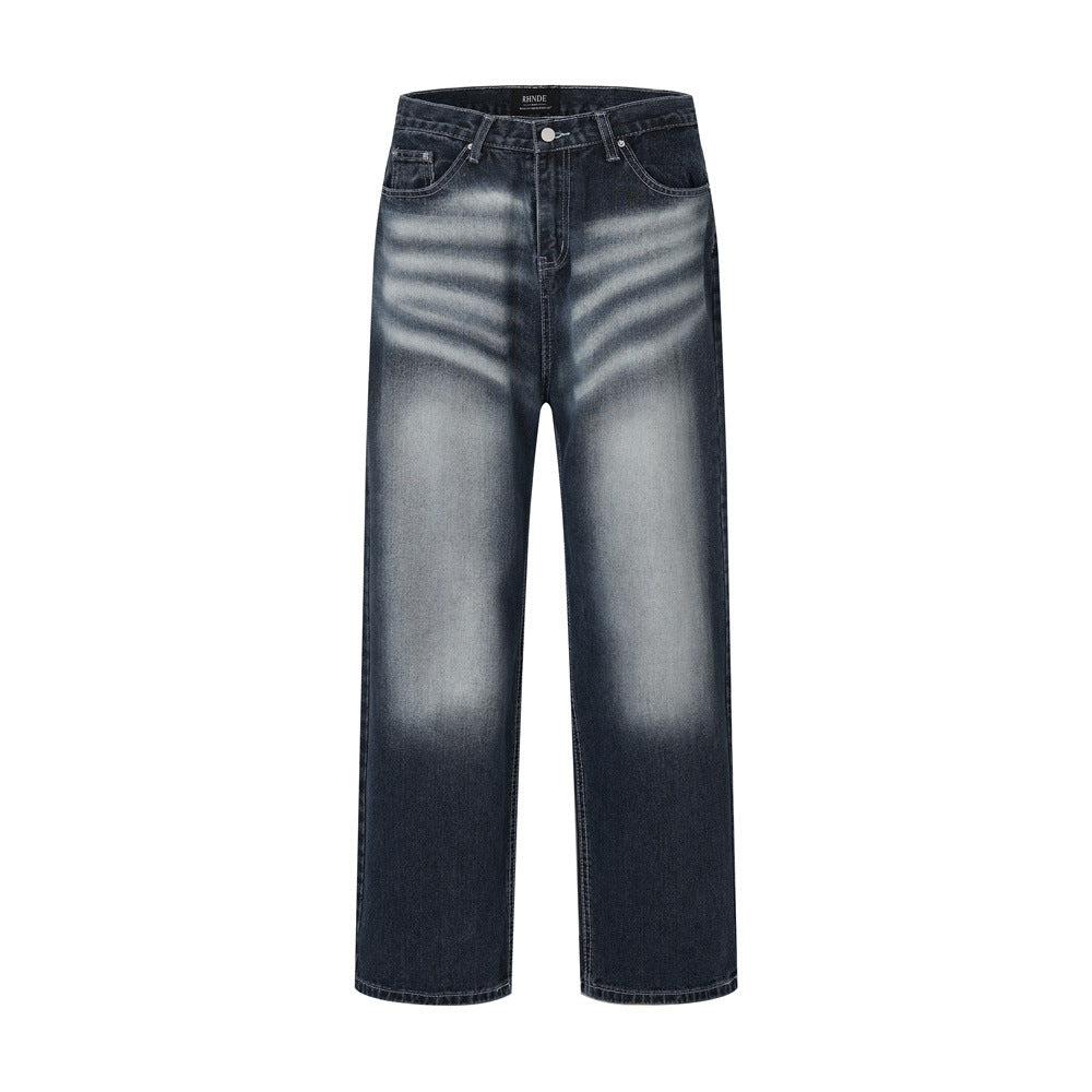 Hip Hop Rock Monkey Wash Wide Leg Jeans Men