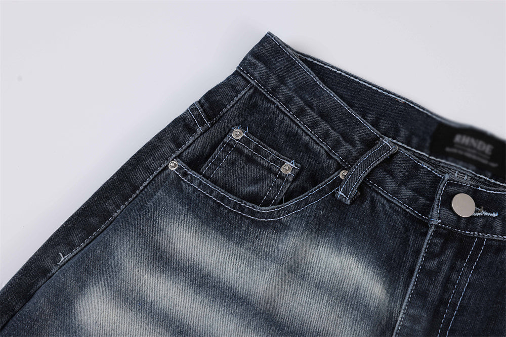 Hip Hop Rock Monkey Wash Wide Leg Jeans Men