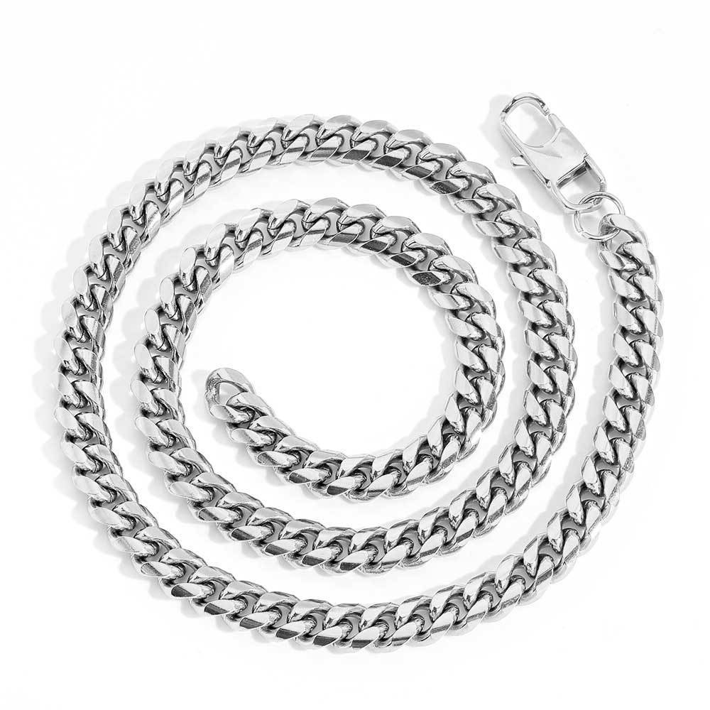 Hip Hop Titanium Steel Necklace Jeans Button Round Grinding Encrypted Stainless Steel Cuban Chain