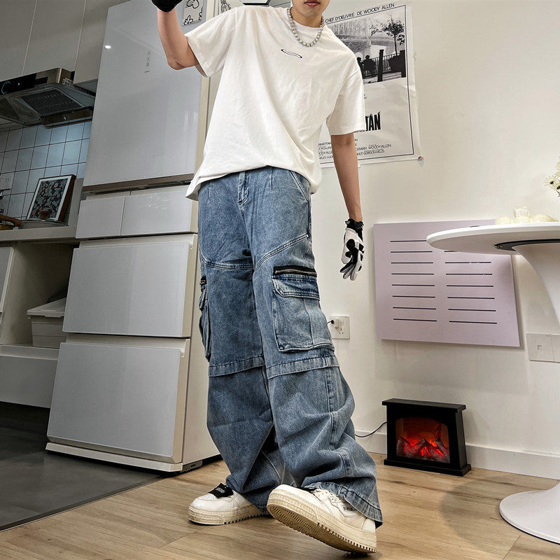 Hip Hop Fringe Washed Jeans For Men