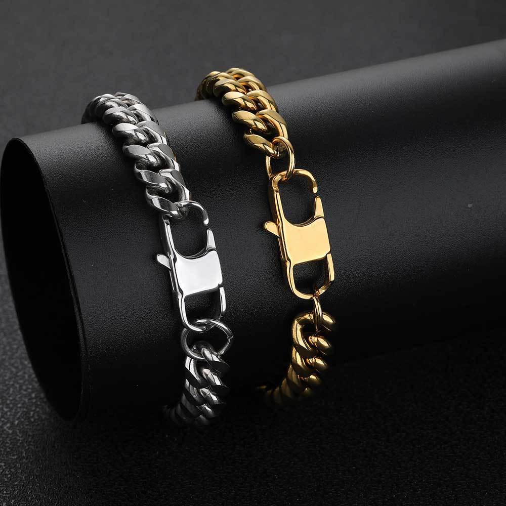 Hip Hop Titanium Steel Necklace Jeans Button Round Grinding Encrypted Stainless Steel Cuban Chain