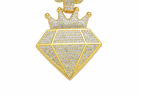 European Hip Hop Full Diamond Crown Diamond Hip Hop Pendant Necklace Cross