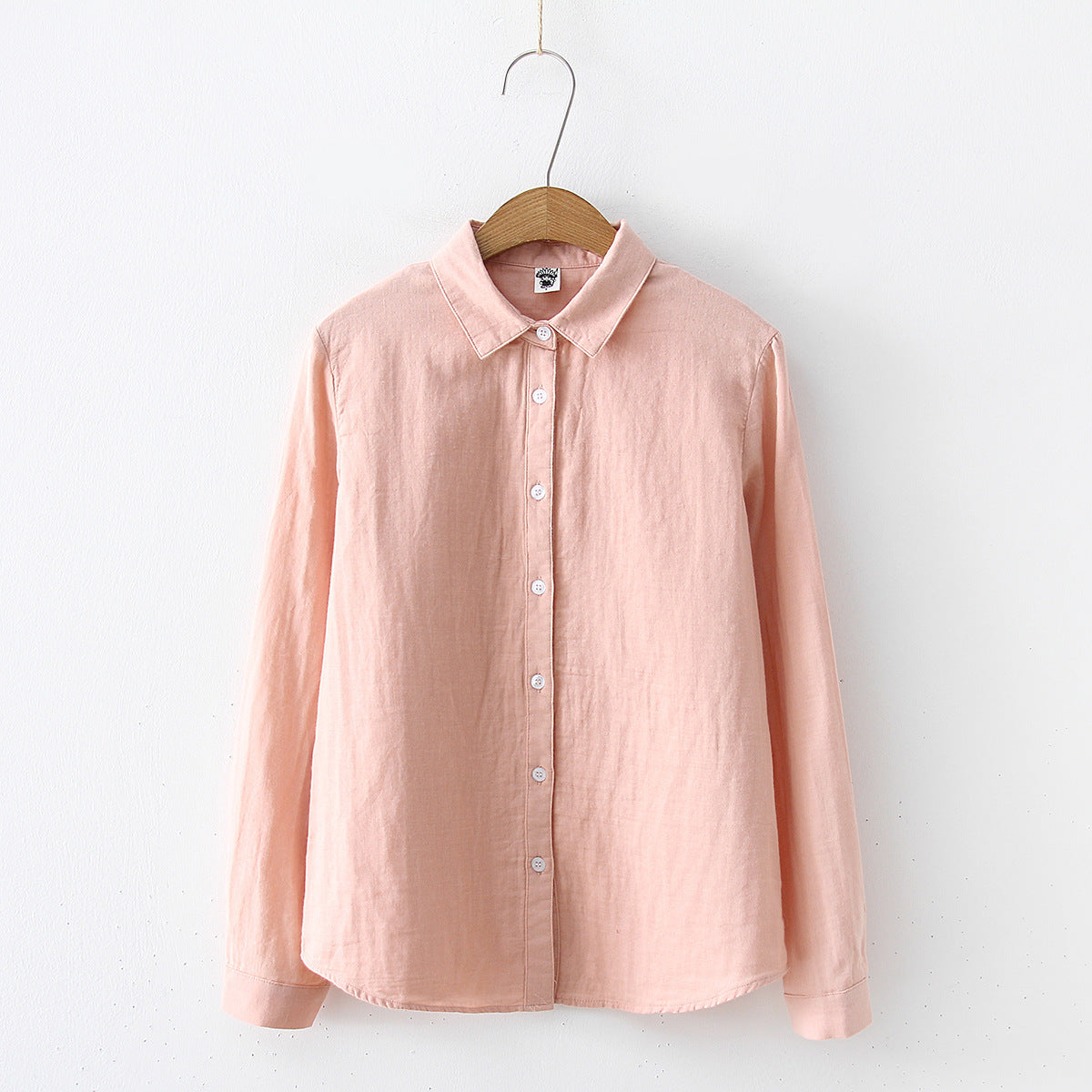 Double-layer Cotton Yarn Pure Color Skin-friendly Long-sleeved Shirt