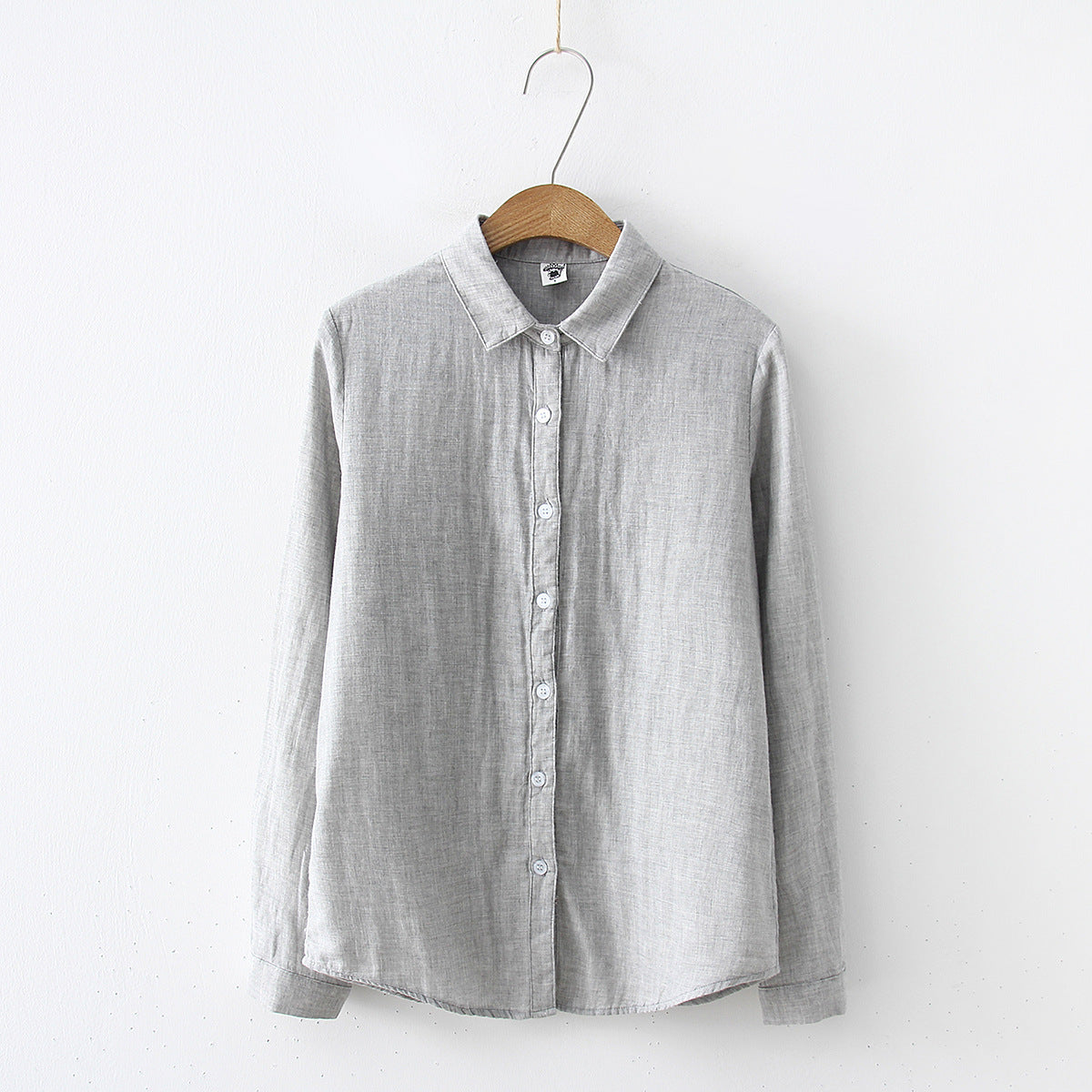 Double-layer Cotton Yarn Pure Color Skin-friendly Long-sleeved Shirt
