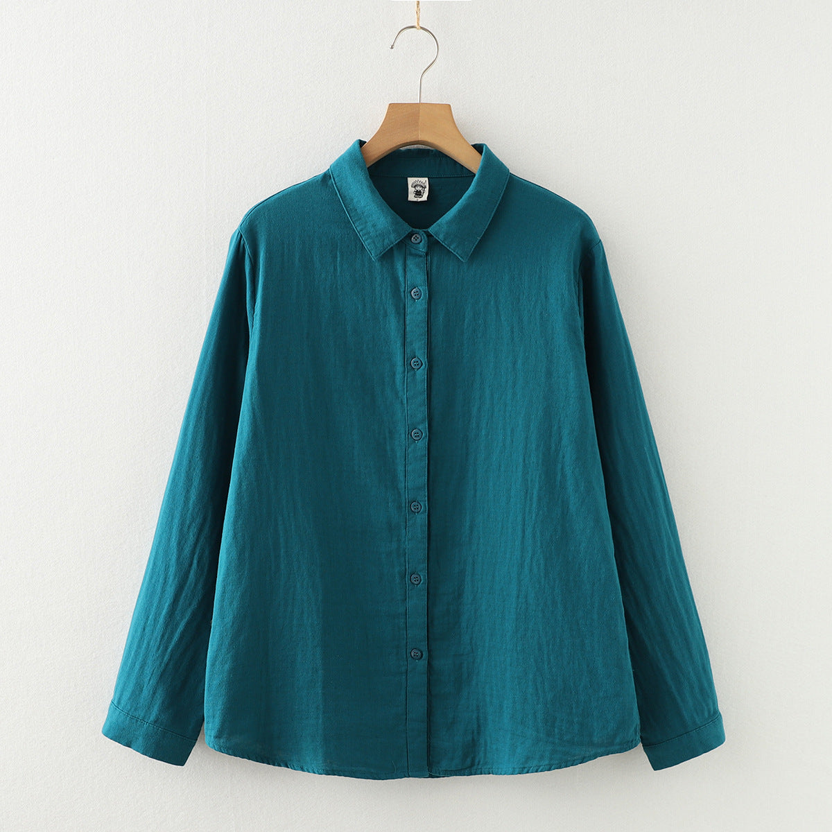Double-layer Cotton Yarn Pure Color Skin-friendly Long-sleeved Shirt