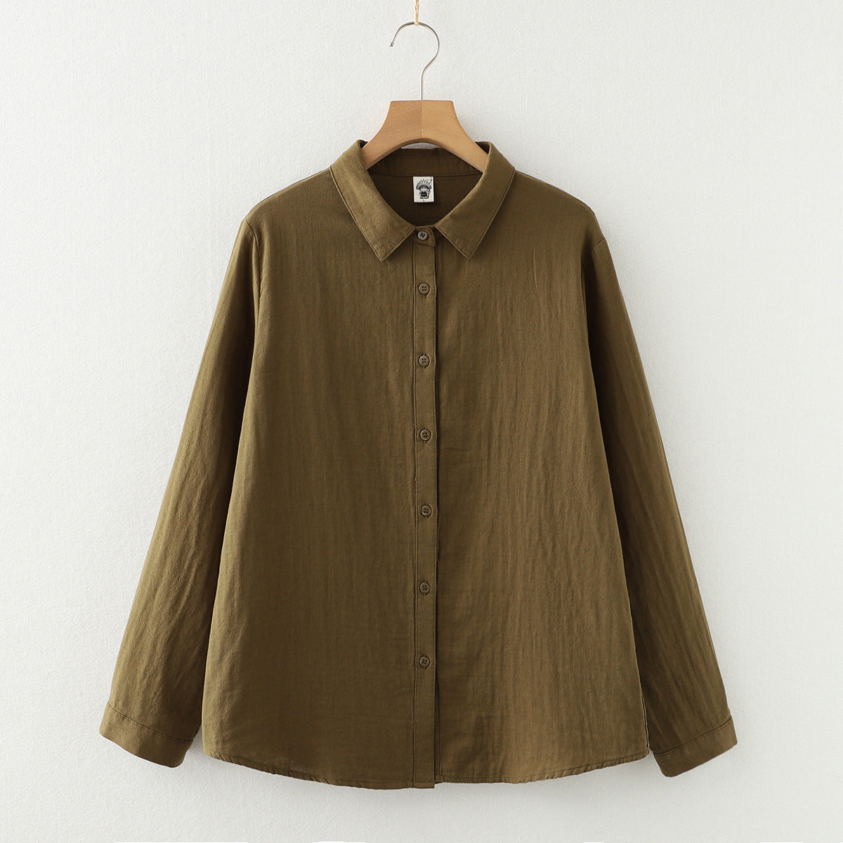 Double-layer Cotton Yarn Pure Color Skin-friendly Long-sleeved Shirt