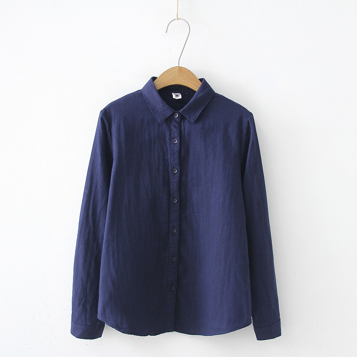 Double-layer Cotton Yarn Pure Color Skin-friendly Long-sleeved Shirt