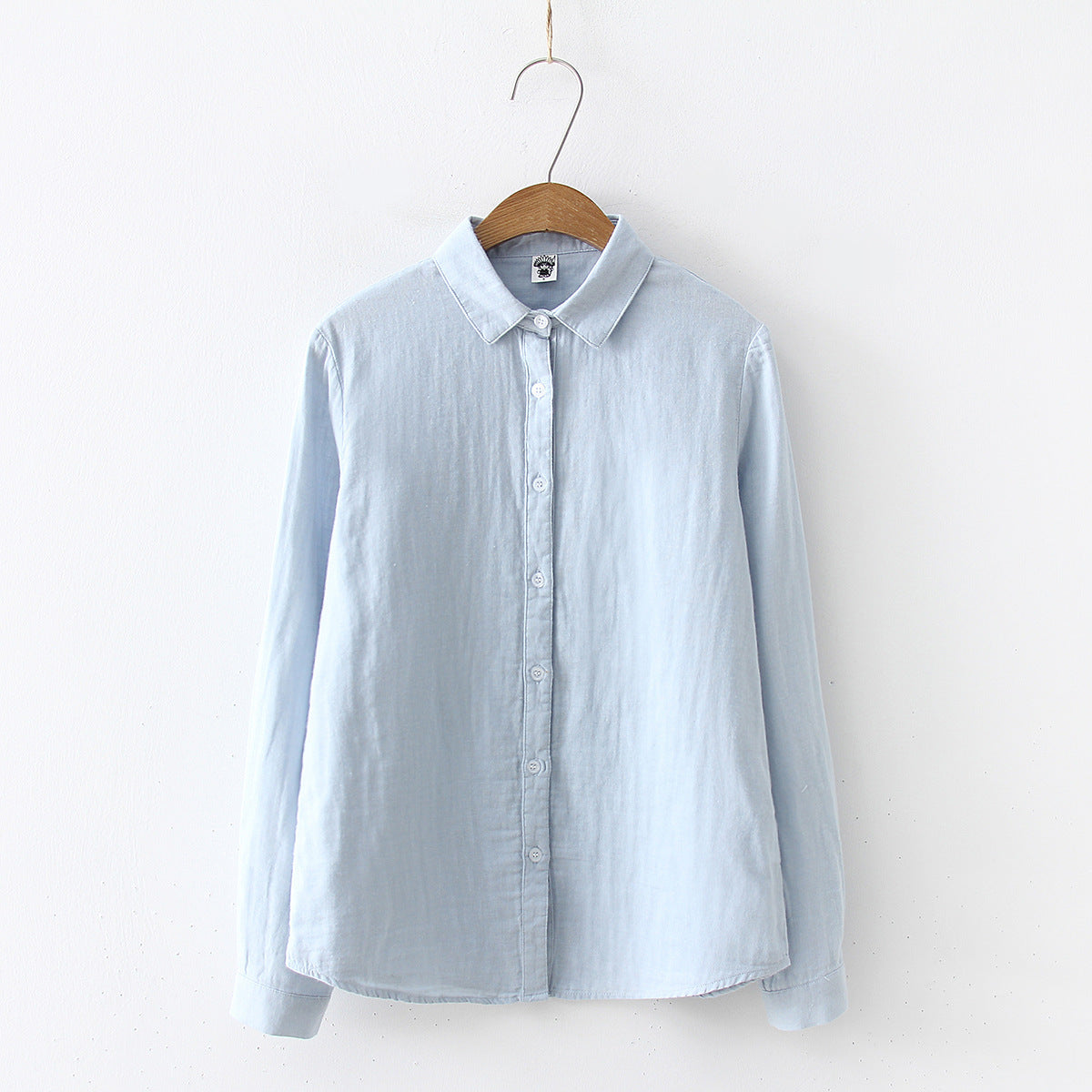 Double-layer Cotton Yarn Pure Color Skin-friendly Long-sleeved Shirt