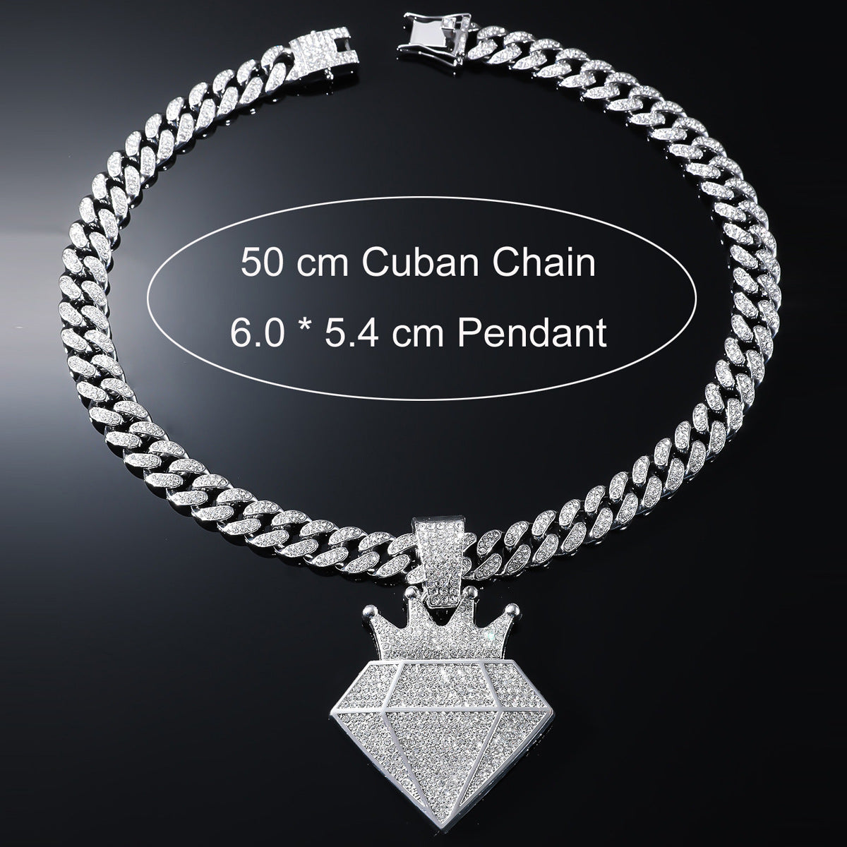 European Hip Hop Full Diamond Crown Diamond Hip Hop Pendant Necklace Cross