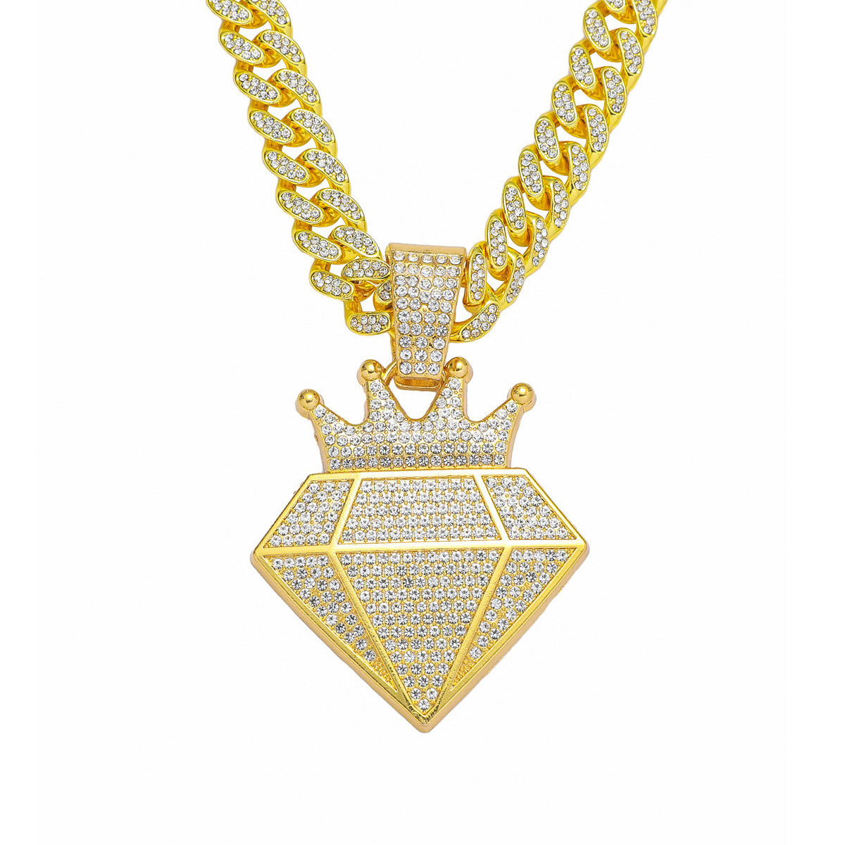 European Hip Hop Full Diamond Crown Diamond Hip Hop Pendant Necklace Cross