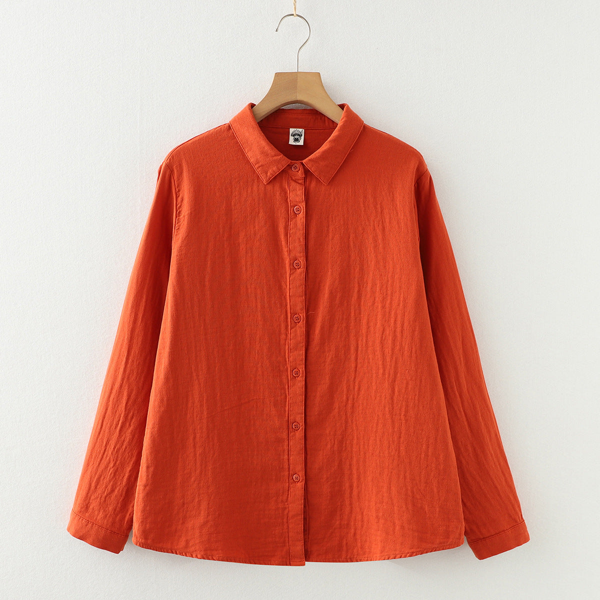 Double-layer Cotton Yarn Pure Color Skin-friendly Long-sleeved Shirt